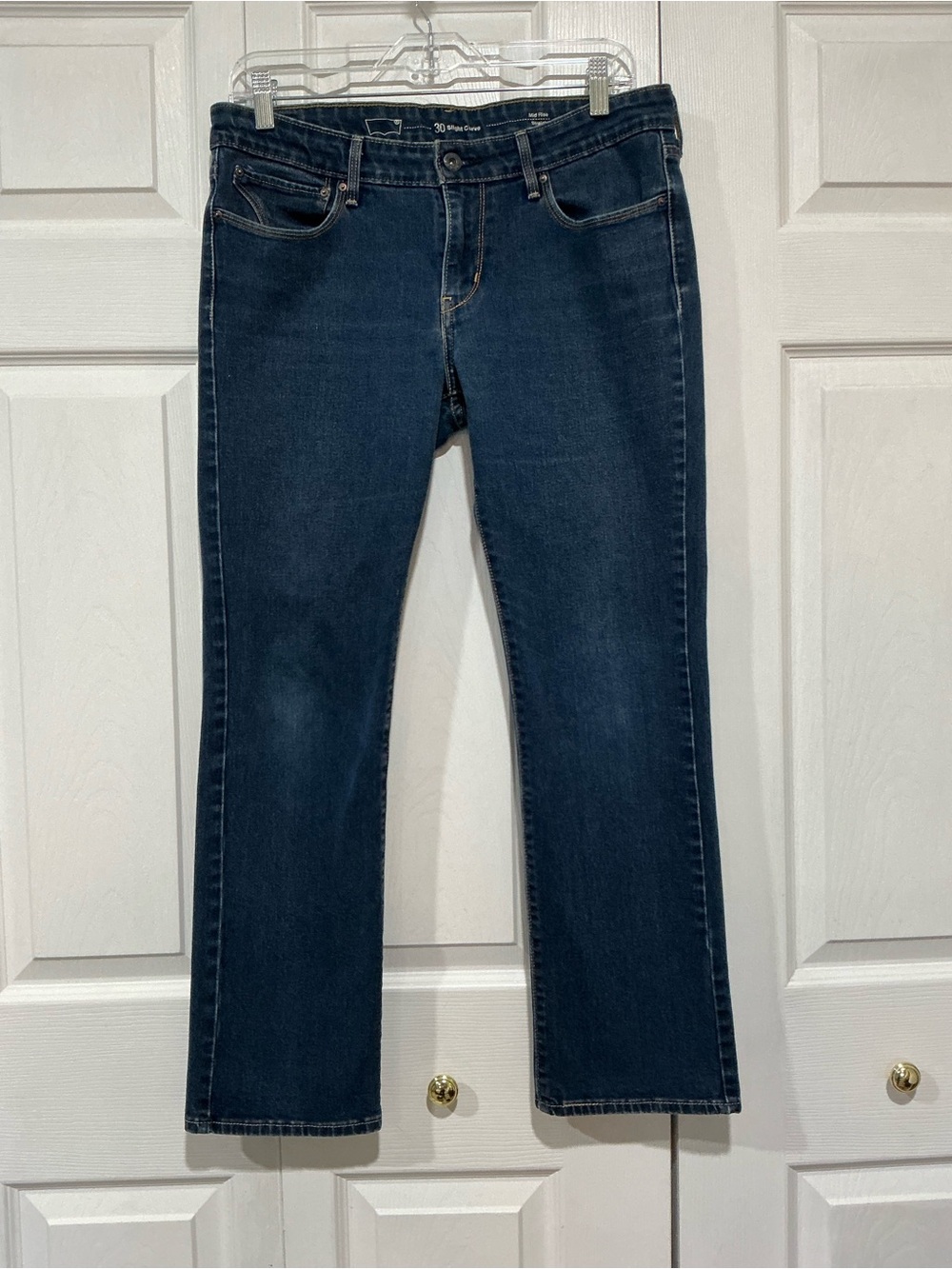 💙 Levi’s Women’s Slight Curve Mid Rise Straight Blue Denim Jeans (01452)